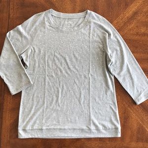 Coral Bay Gray Sparkling 3/4 Sleeve Sweatshirt/ Blouse Top M
